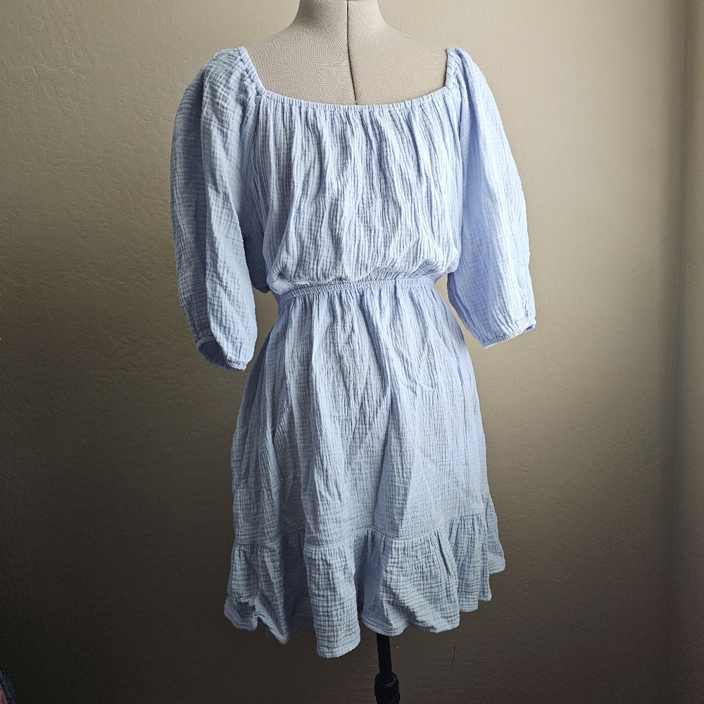 Arula open back puff sleeve dress
